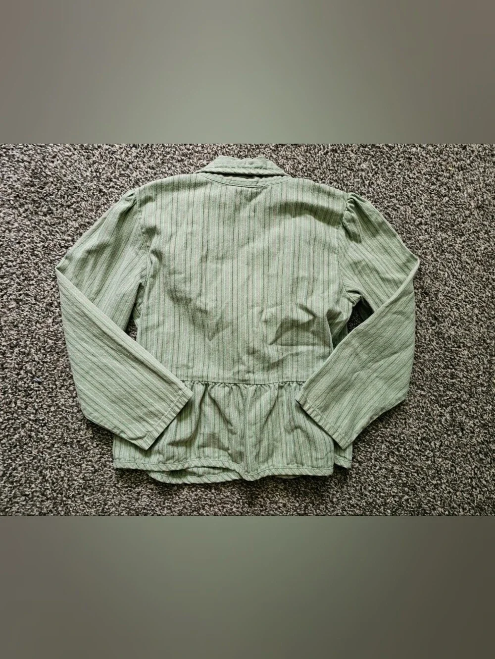 Vintage Y2K OshKosh B'Gosh Girls Green Striped Blazer Jacket Floral Lined Size 6